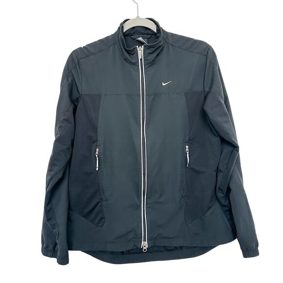 Nike‎ Full Zip Windbreaker Jacket Black Womens Size Medium - Picture 1 of 7